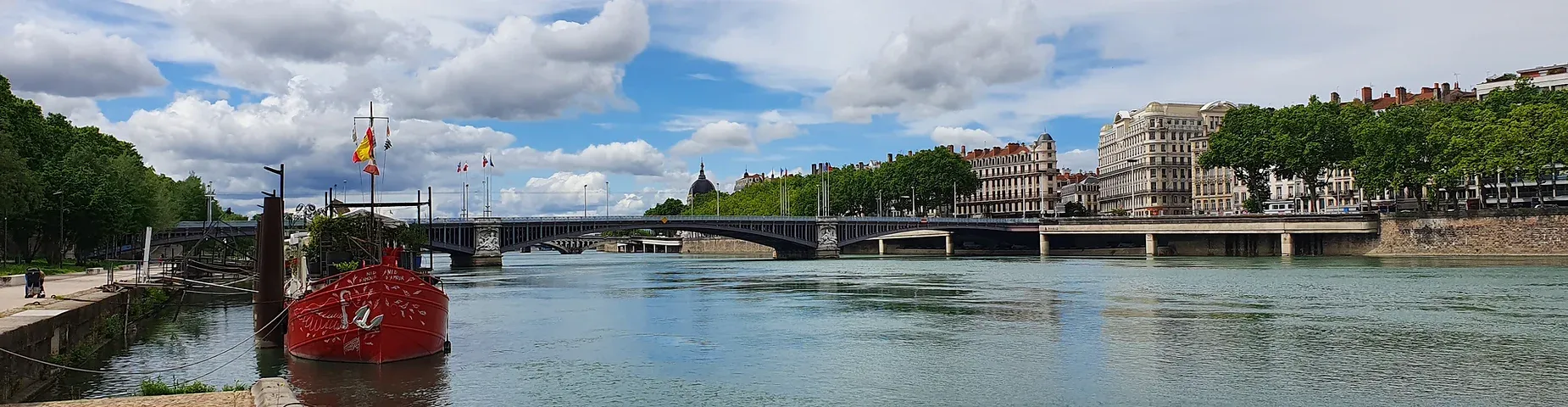 A boat on the rhone river in lyon